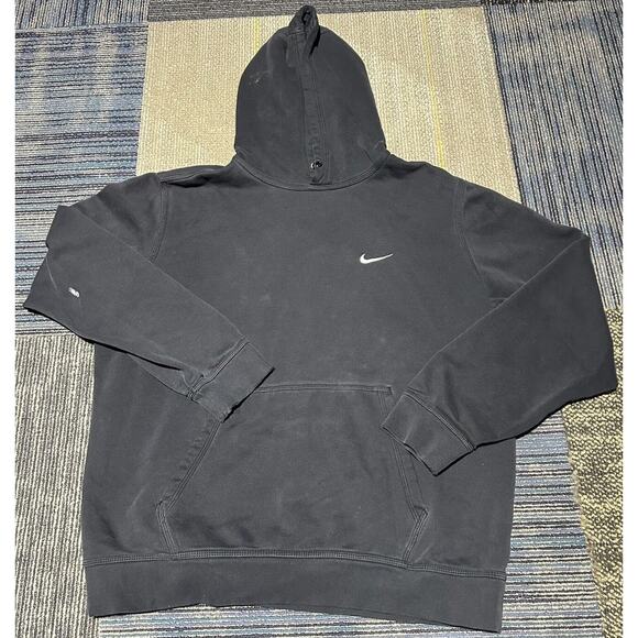 Nike Adult Logo Swoosh Black Sweatshirt Hoodie Paint Size XL - Picture 1 of 11